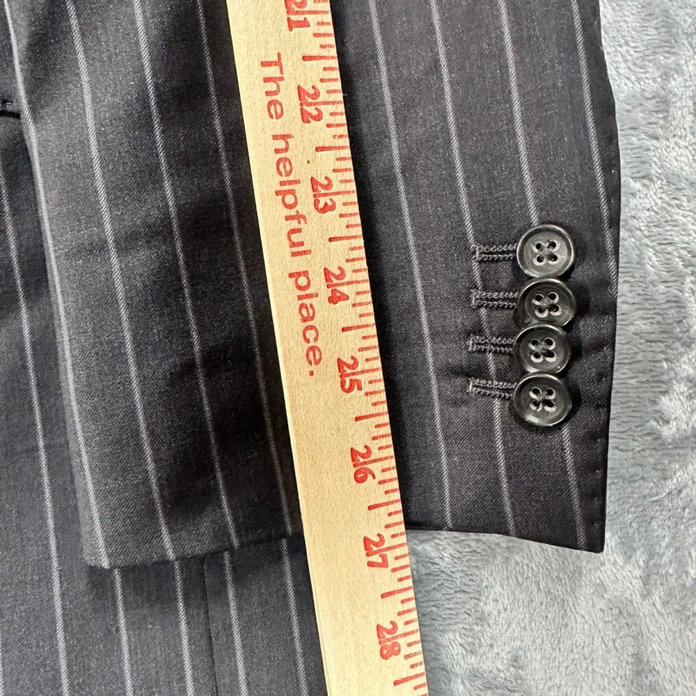 Banana Republic Mens 44R Wool Pinstripe Blazer Jacket Charcoal Grey 324008-00